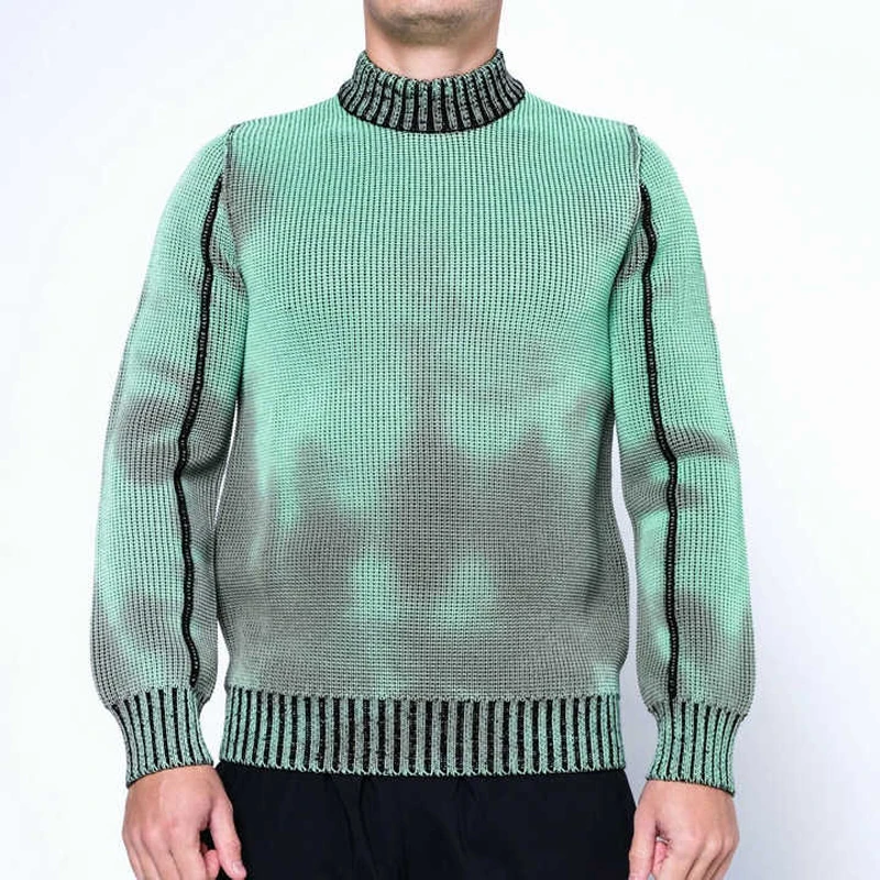 Custom Knit Crew Neck  Sweater Fashion Technology Thermo Sensitive Yarn Color Changing  Sweater Men