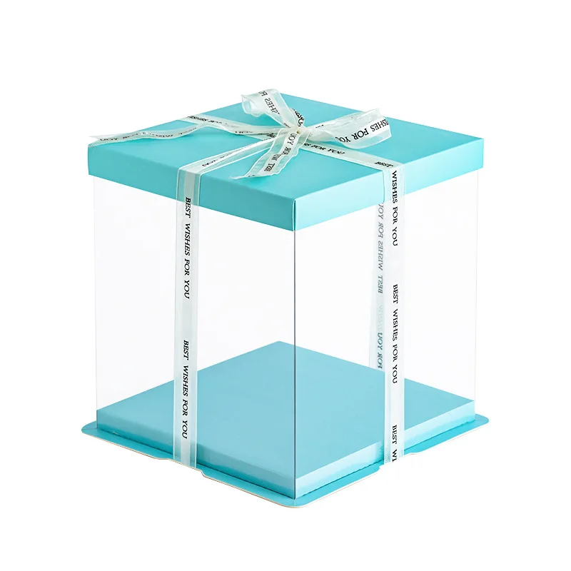 Customizable Transparent White Tall 4 6 8 10 Inch Wedding Birthday Cake Packaging Boxes in Bulk with Windows