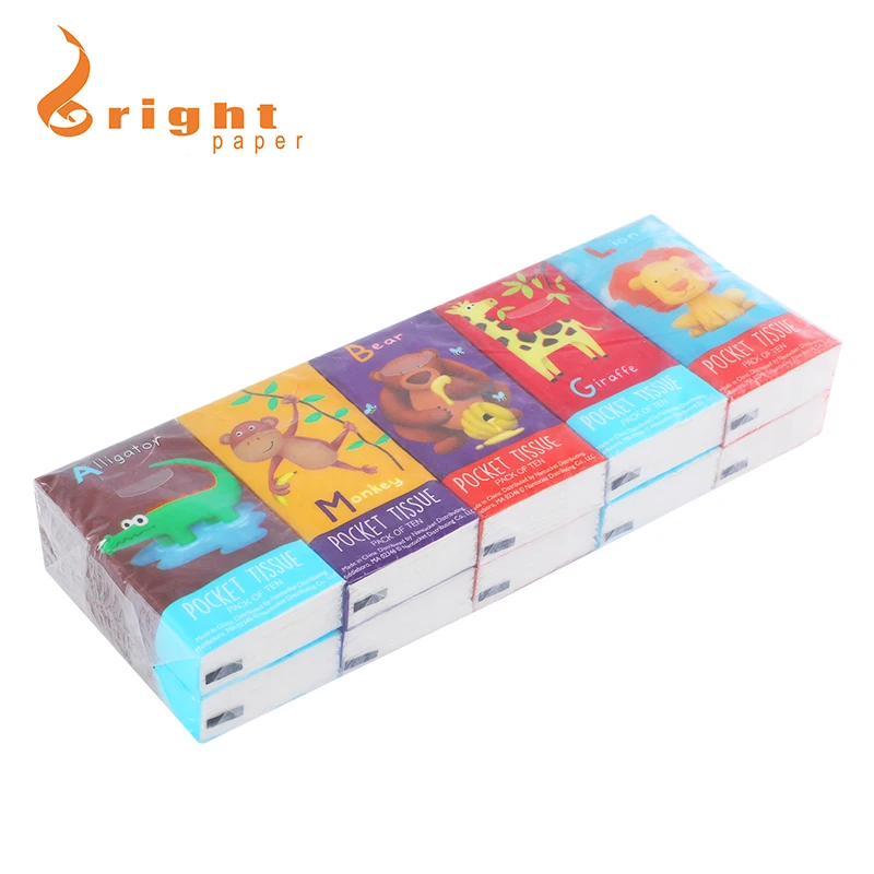 New Customized 3-layer Pocket Paper Towels Each Package of 10 Log Pulp Handkerchiefs