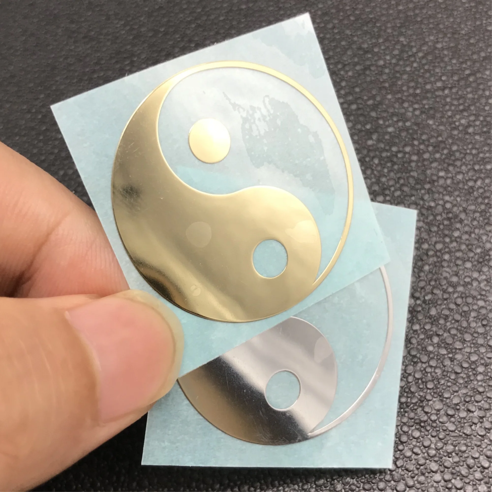 Waterproof customized brushed gold sacred geometry metal logo sticker electroformed 3d stickers home diy