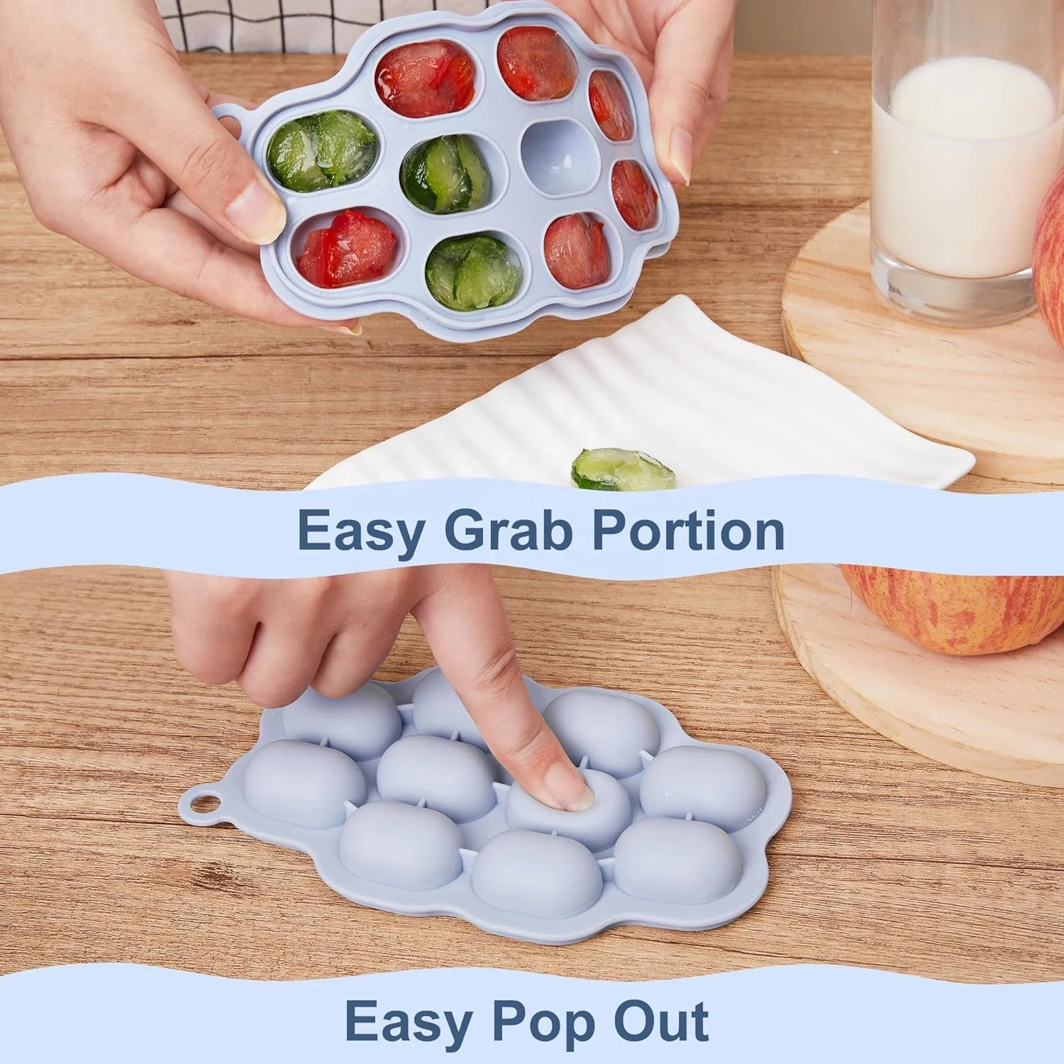 Bpa Free Silicone 10 Holes Baby Food Storage Container Ice Tray Food Freezer Silicone Ice Cube Tray Breastmilk Popsicle Mold