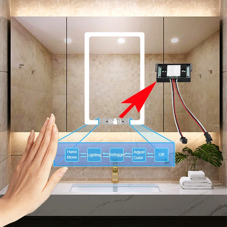 Infrared wave of hand motion dimmer sensor switch with power supply transformer PIR motion sensor for 12V led smart mirror light