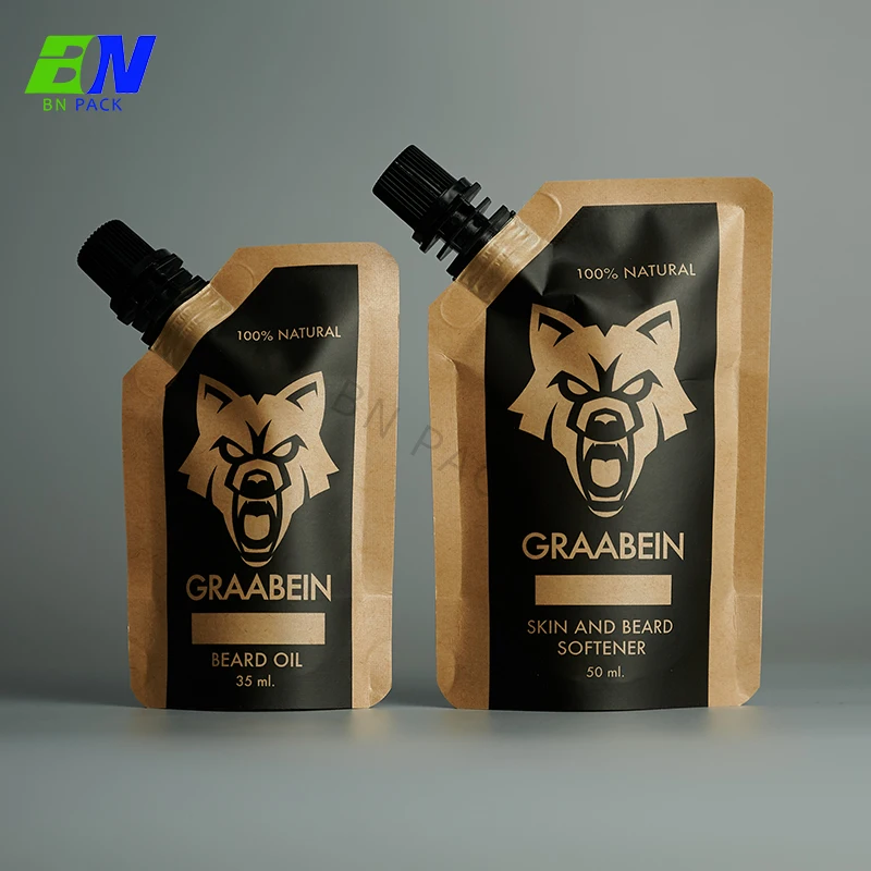 Custom Printed Small Travel Hand Liquid Detergent Foam Soap Dispenser Water Packaging Bag Shampoo Kraft Paper Refill Spout Pouch
