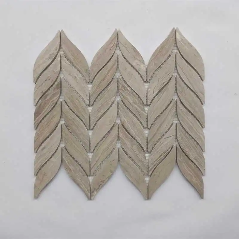 Customized marble mosaic tile parquet waterjet marble stone mosaic thossos white with grey green bath tiles wall cladding floor