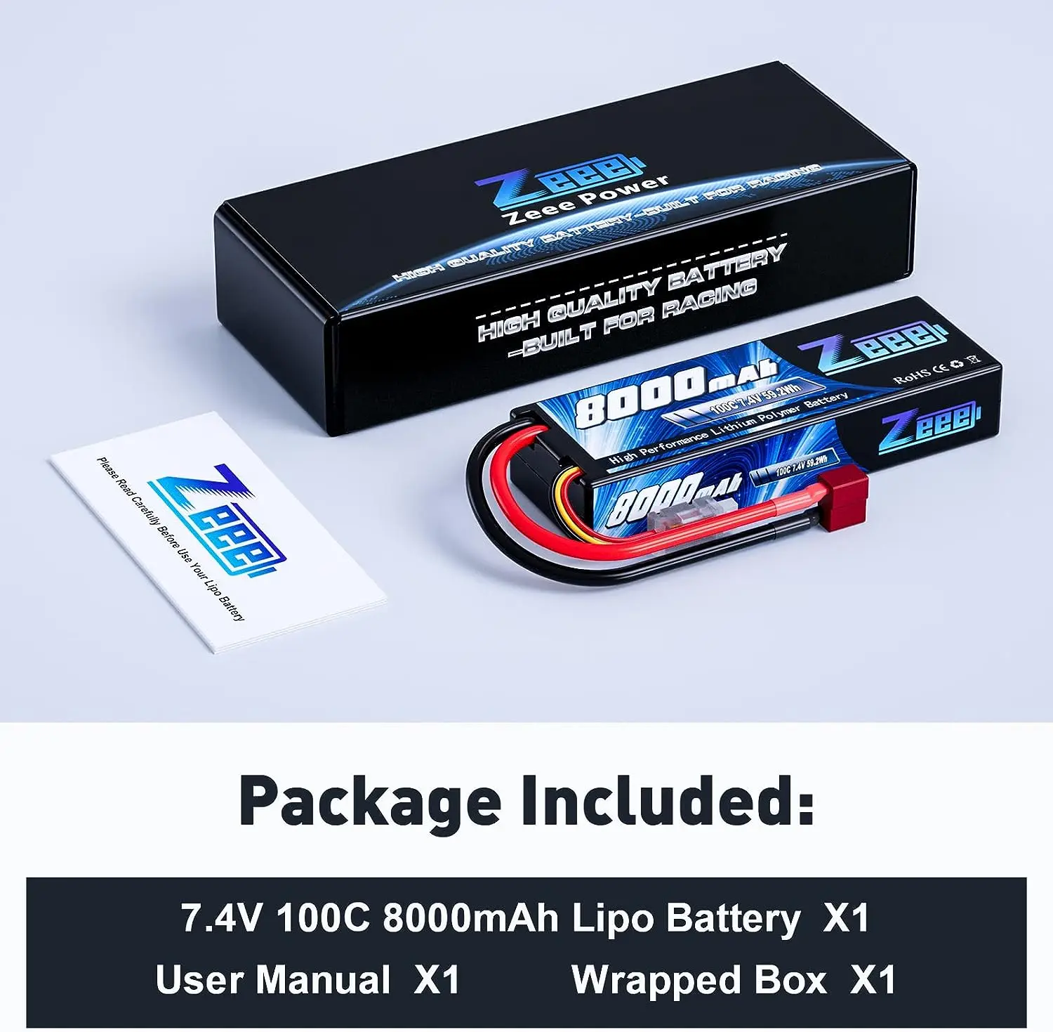 Zeee 7 4 В Lipo Battery 2S 100C 8000mAh Lipos жесткий чехол с разъемом Dean-Style T для грузовиков RC 1/8 1/10 транспортных средств