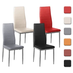 Hotel restaurant black pu leather banquet seat and metal leg chairs high back PU leather dining chair