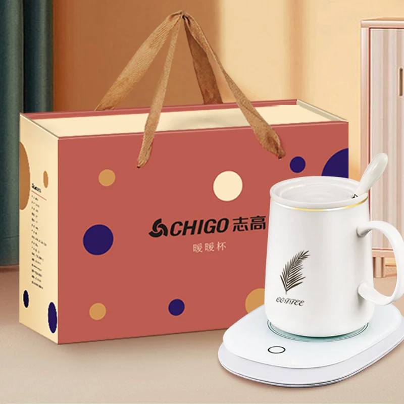 Temperature Usb Gift Box Heated Wireless Smart Warmer Black Heating Electric Ceramic Battery Coffee Coaster Cup Warmer Set Mug