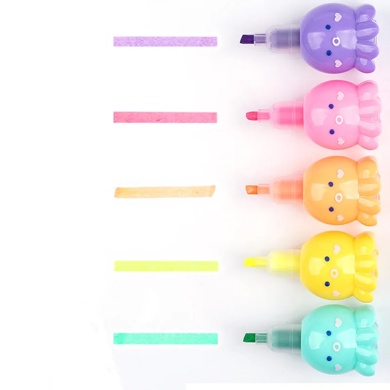 Персонализированный цветной хайлайтер-осьминог, оптовая продажа акварельных граффити-маркеров, 4 мм хайлайтер