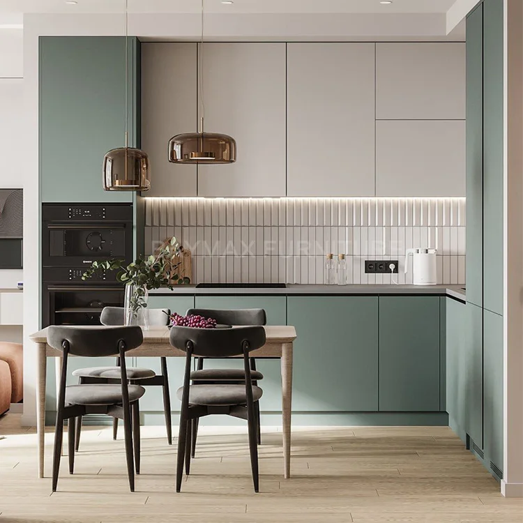 High Gloss Lacquer L Shape Modular Kitchen Unit Cabinet Designs