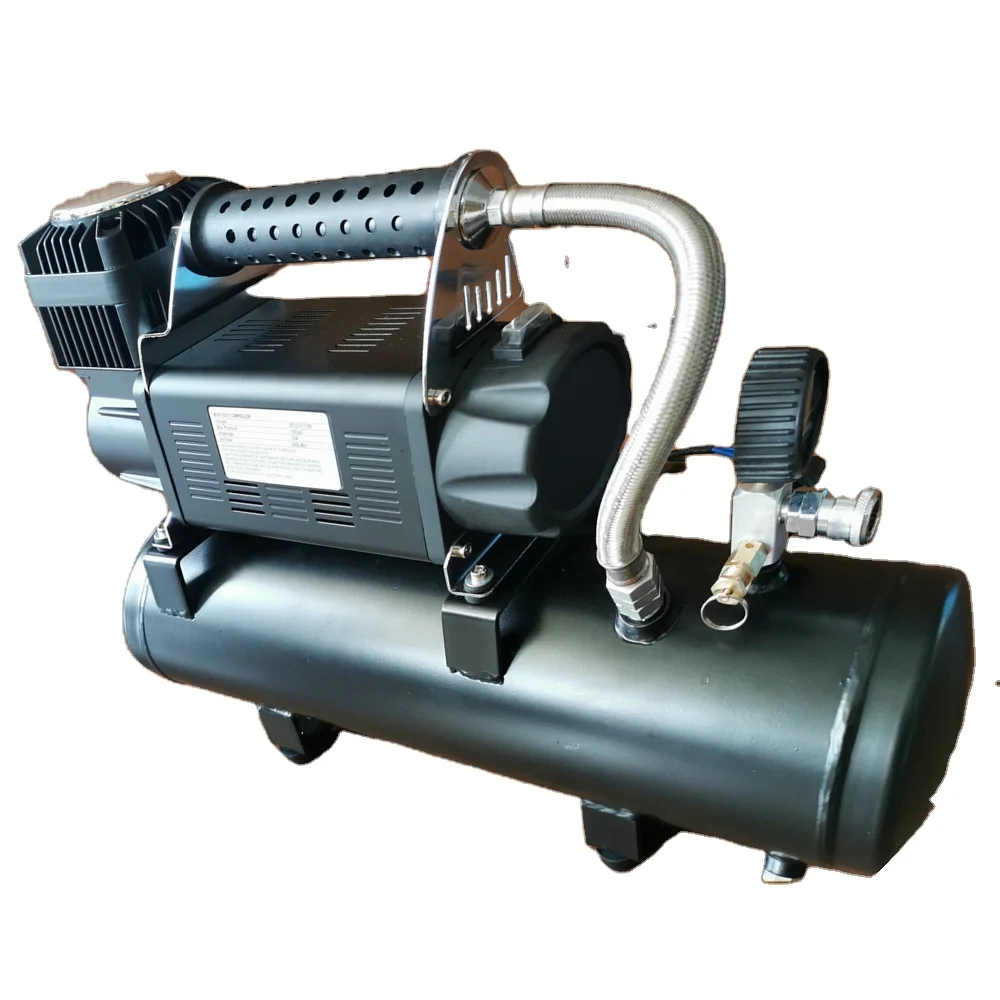 Heavy duty 12V 200L/min air compressor with air tank