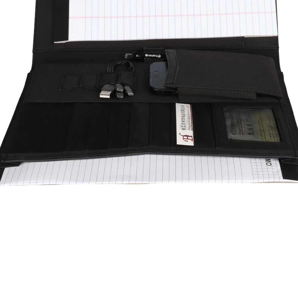Custom A4 Leather Business Resume Portfolio Card Holder Binder Office Meeting Document PU Padfolio Folder Organizer With Notepad