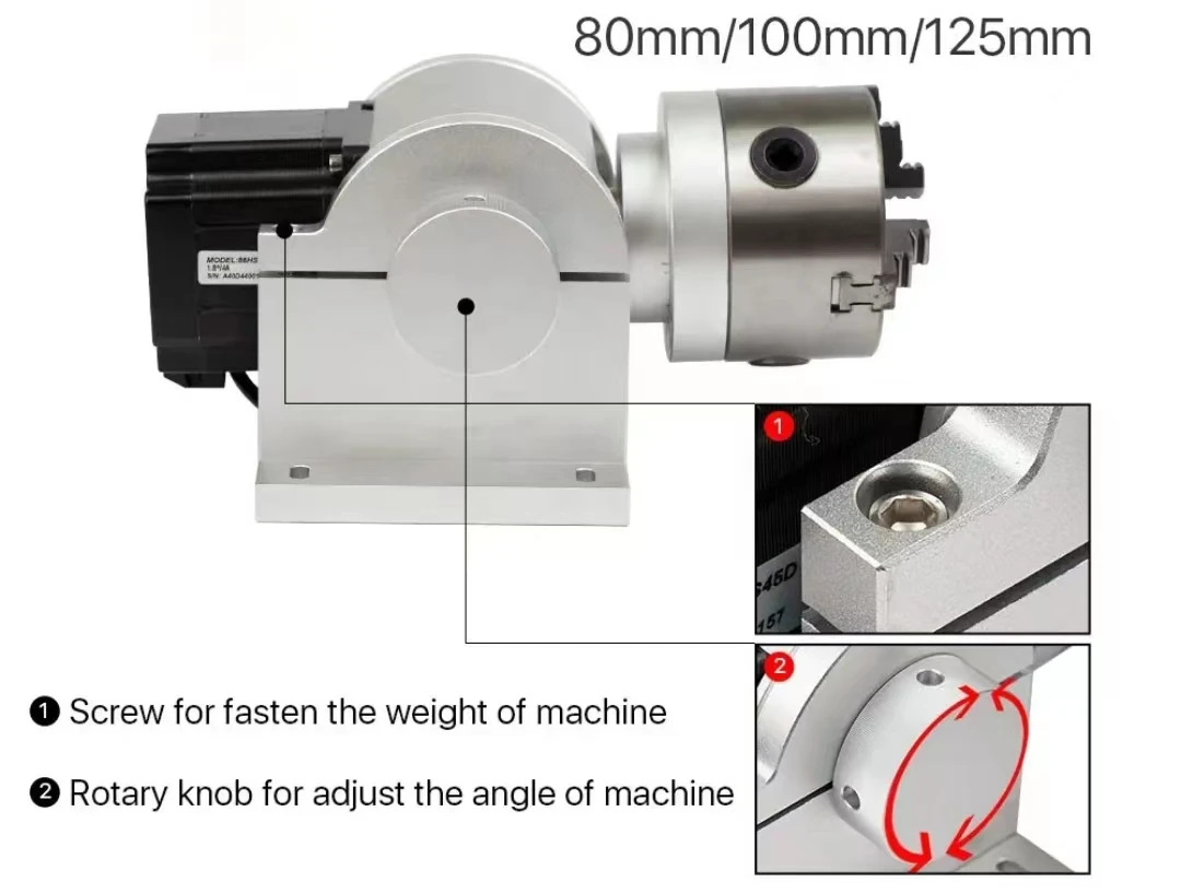 ZIXU Essential Laser Equipment Parts Mini Rotary Milling Head Attachment Omtech Rotary Axis for 40W CO2 Laser Marking Machine