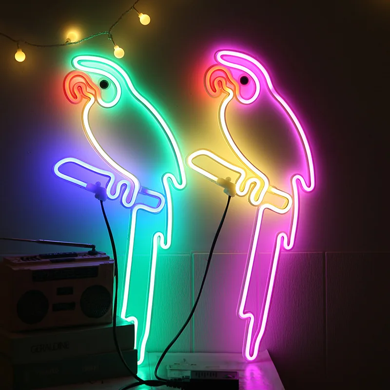 Factory Price Neon Sign Strip Lights Table Led Acrylic Parrot Neon Light Sign For Bedroom Indoor Use Strip Signage Light