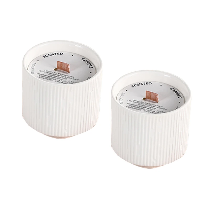 Wooden Wicks Ceramic Jar Scented Candle, Unique Nordic Ceramic Jar Essential Oil Massage Customized Scented Candles