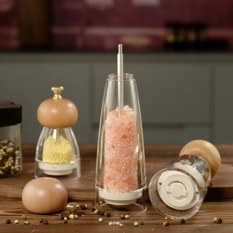Factory Price Acrylic Pepper Grinder Salt Shakers Pepper Mill Adjustable For Pepper, Himalayan Salt