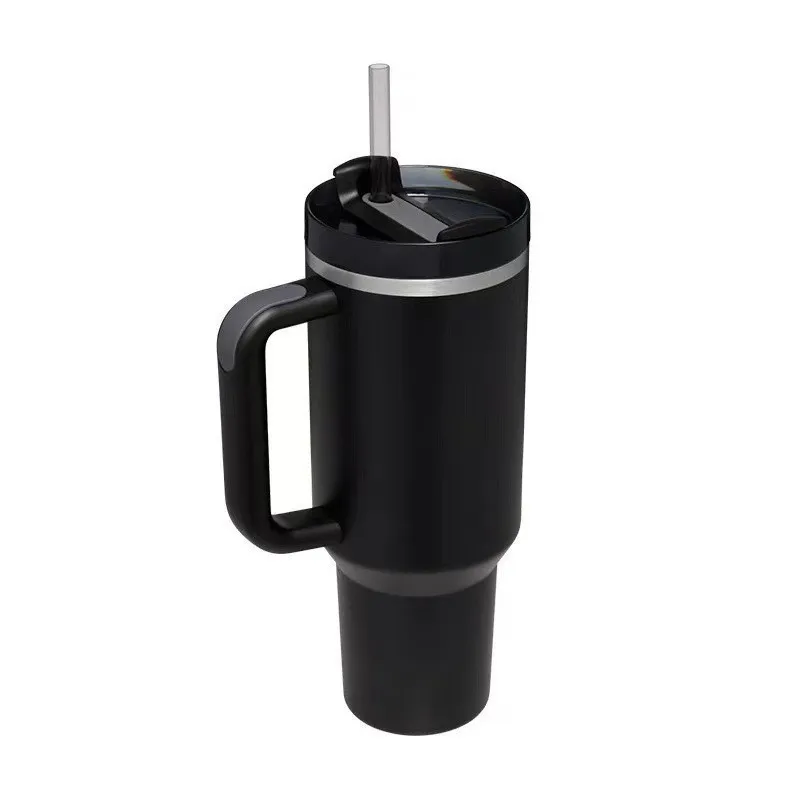 Straw Car Mug  Wholesale Double Wall Insulated Stainless Steel Mug 40oz Tumbler with Handle