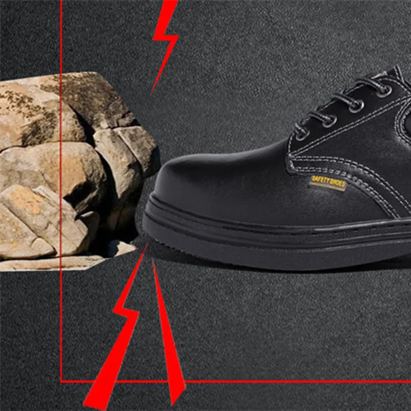 Wholesale CE Certificated Men Waterproof Non Slip Anti Vibration Steel Toe Cap Embossed Leather Industrial Safety Shoes