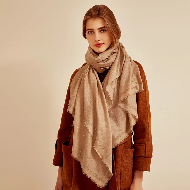 ladies winter australia merino wool scarves shawls stoles custos design embroidery logo luxury wool pashmina scarf for women