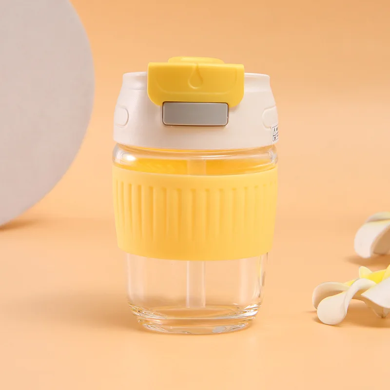 New straight drinking straw double drinking high borosilicate glass cute portable simple fashion car coffee water bottle