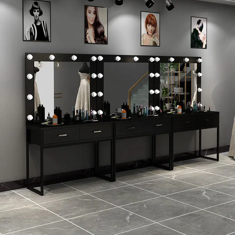 Modern simple steel wood Professional studio Special dresser hair salon makeup
