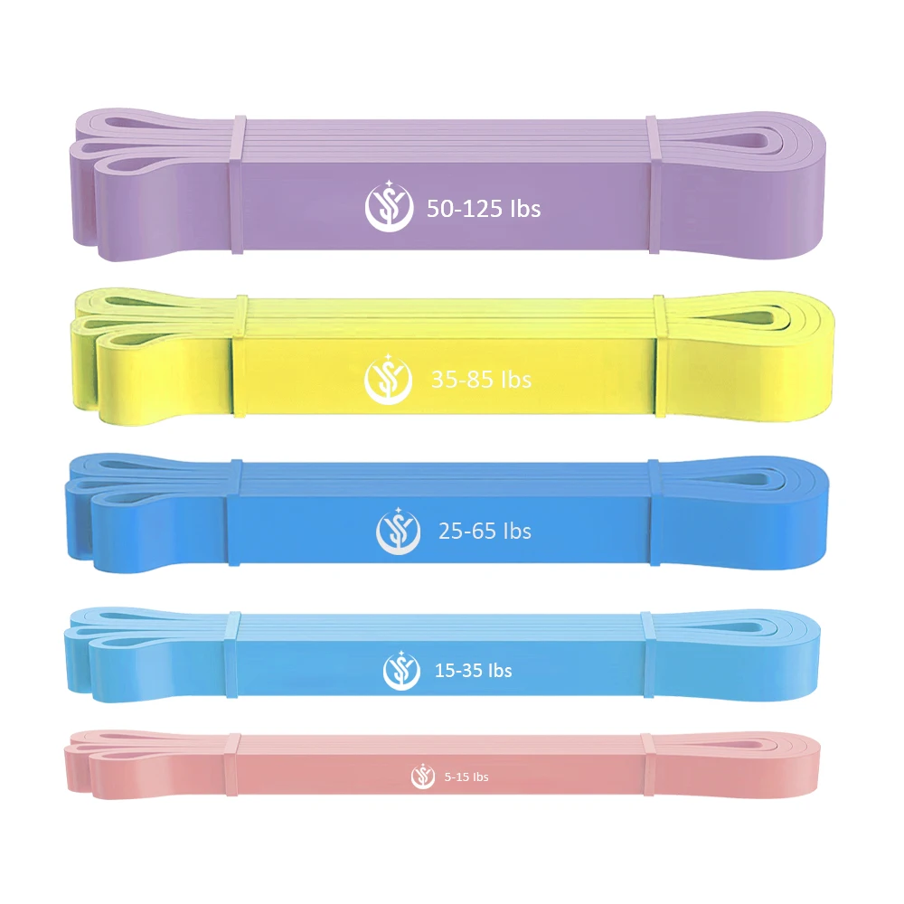 Fitness Training Heavy Duty Loop Latex Resistance Pull Up Assist Power Long Band Set of 4 Pieces