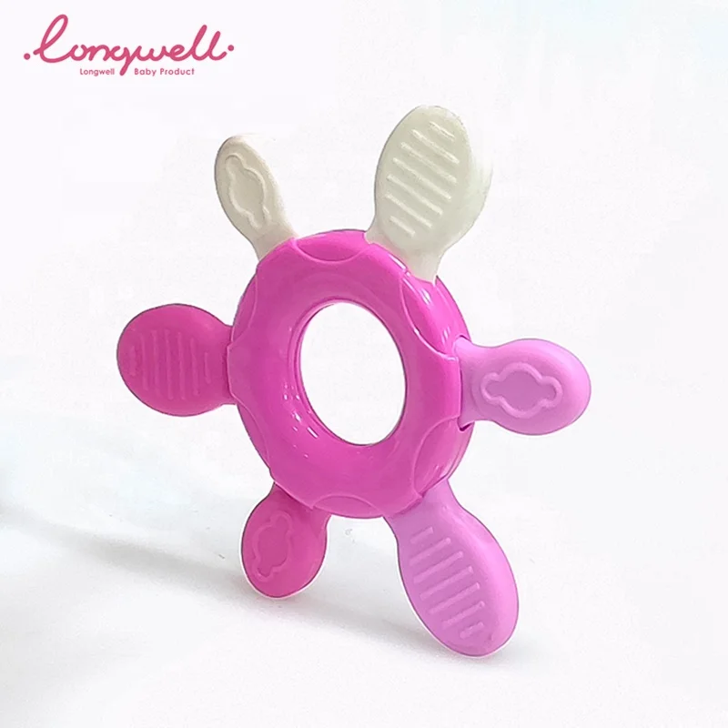 
Ningbo Longwell Custom Wholesale Infant Safety Eco Organic Chewable Toys for Babies Plastic ABS Teething New Design Baby Teether 