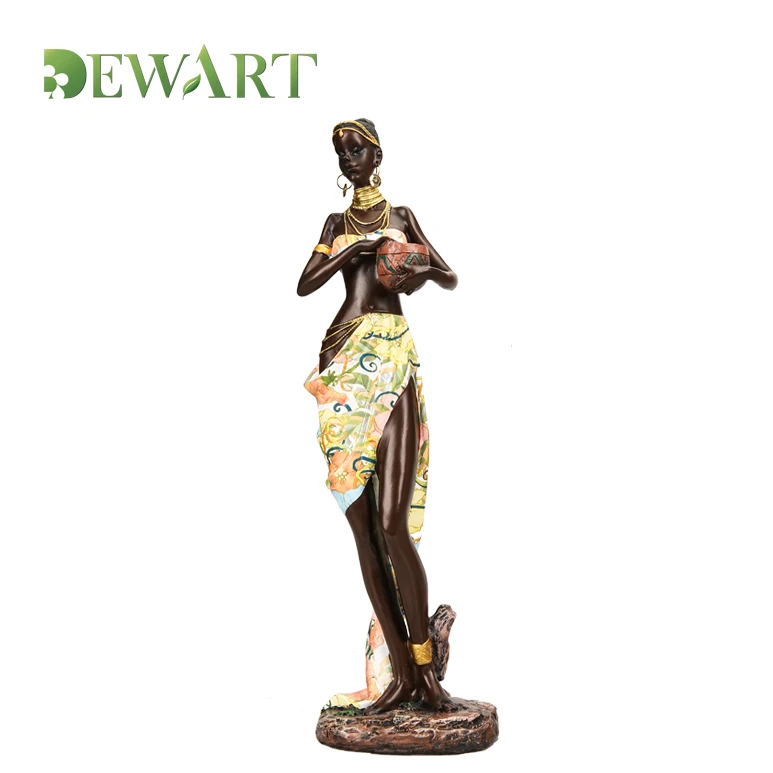 Custom polyresin sexy Africa girl resin sculpture featured souvenir home decor African woman statue black lady figurine