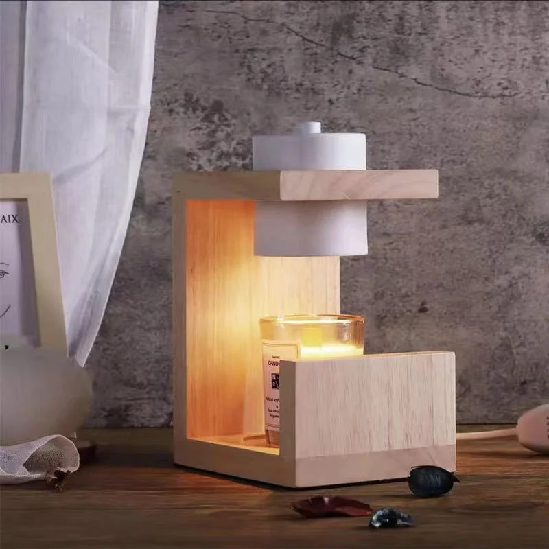 Timed Candle Heating Light Dimmer Wood Scented Wax Home Decoration Candle Lamp