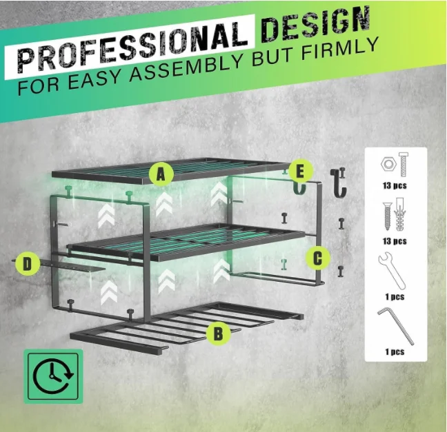 Good Quality Wall Mounted Metal Utility Cordless Drill Storage Rack Holder Tool Shelf Floating Power Tool Organizer