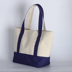 Custom Logo High-grade Canvas Foldable Shopping Bag Blank Environmental Protection Advertising Canvas Tote Shopping Bag