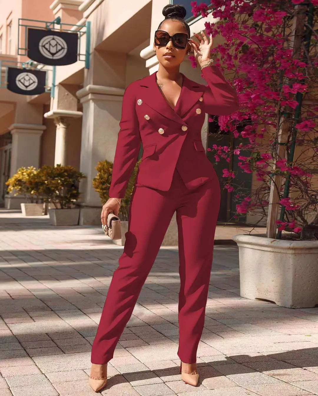 Blazer De Mujer Fashion Black Long Sleeve Office Business Two Piece Formal Jacket Lady  Casual Set Women Blazers Suits