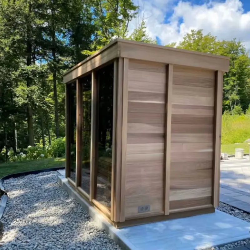Modern Design Solid Wood Red Cedar Outdoor Steam Sauna 6kw Stove Wet Steam for 1-6 People Price
