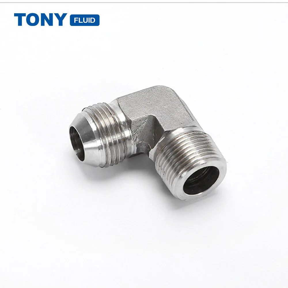 90 Degree Elbow Male JIC Flare to Male BSP NPT Stainless Steel High Pressure Pipe Fitting