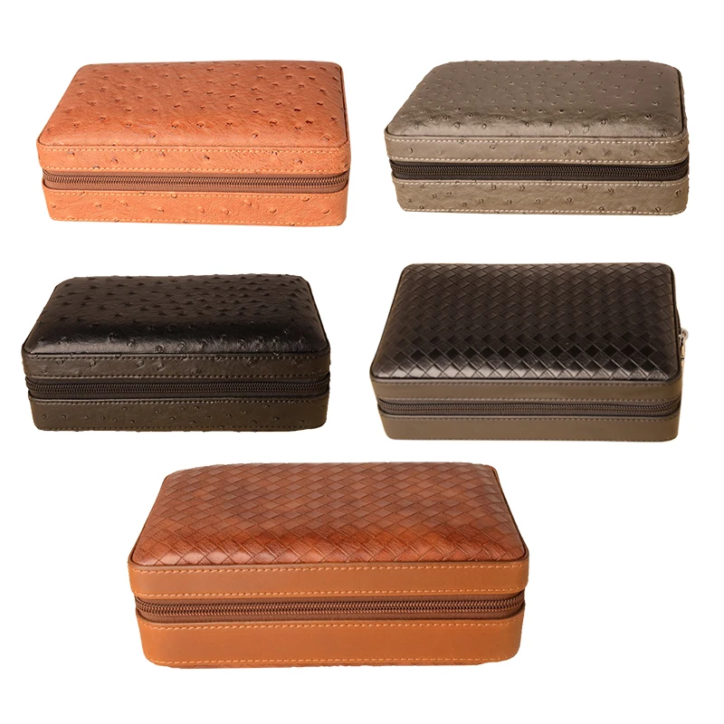 
Wholesale Small Portable Solid Cigar Box Bag Cedar Cigar Case Humidor Travel Leather 