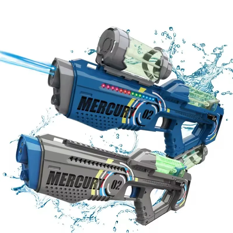 Battery-powered Water Gun Automatic Led Water Blaster Gun Electric Water Cannon Pool Shooting Toys with Light Column