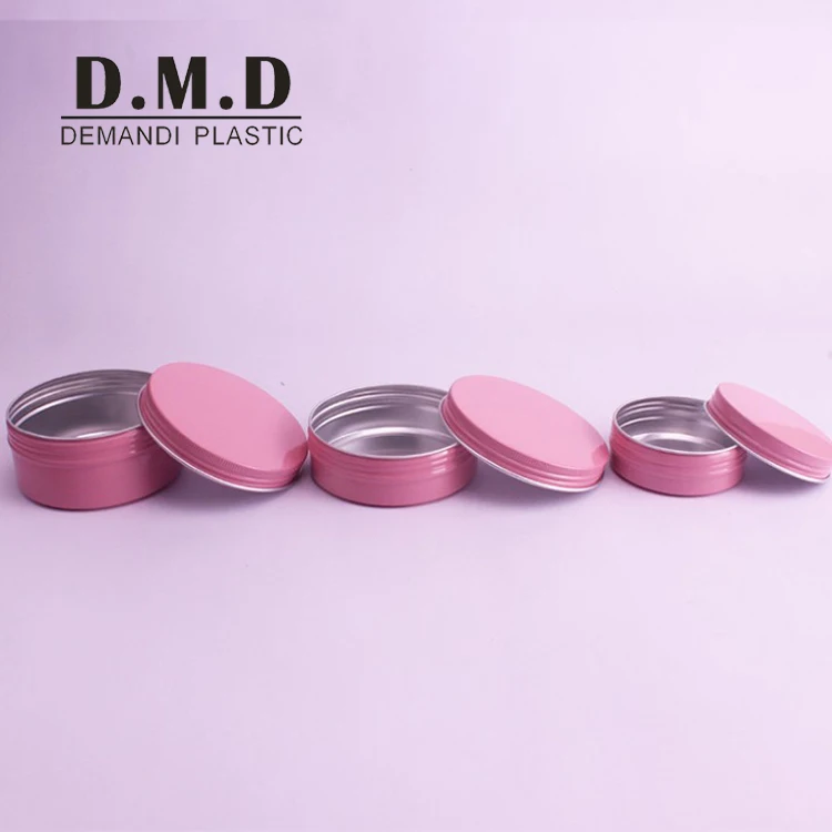 Wholesale 30ml 60ml aluminum jar 10grams 50 ml 100ml 4oz 8oz metal empty round pink tin can with lid for lip balm cream