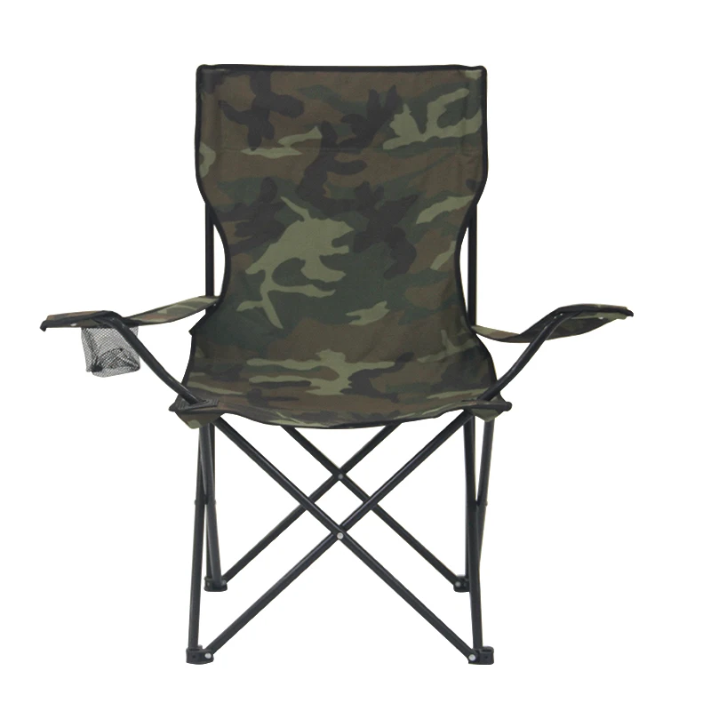 Wholesale Outdoor Cheap Steel Tube Adjustable Hiking Travelling Camouflage Folding Camping Armrest Chair