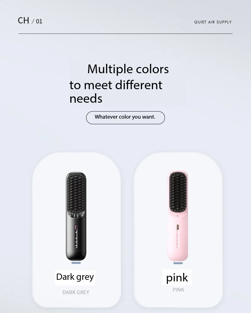 USB Charged Battery Portable Negative Ion Hair Curler Straightener Brush Comb Personal Beauty Styler Hair Curing