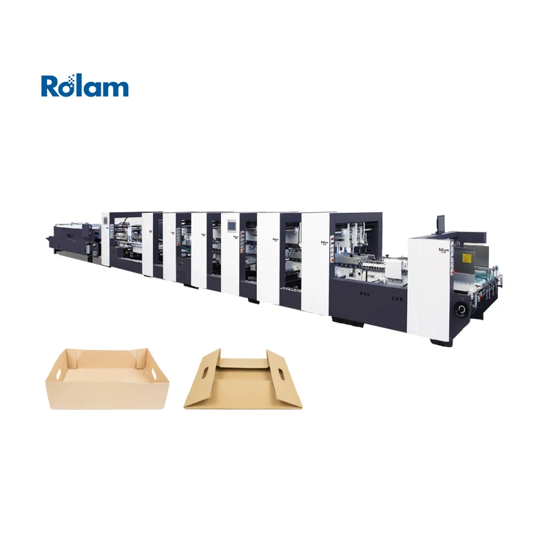 Corrugated Crash Lock Bottom Boxes Folding Gluing Machine Separate Automatic Motor Control Carton Folder Gluer