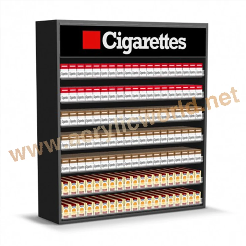 cigarette display acrylic cigarette shelf / plastic pusher for sale, PS cigarette display with pusher