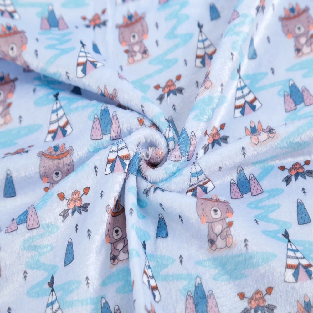 100%Polyester Knit Minky Soft Plush Fabric Digital Custom Printed For Baby Blanket