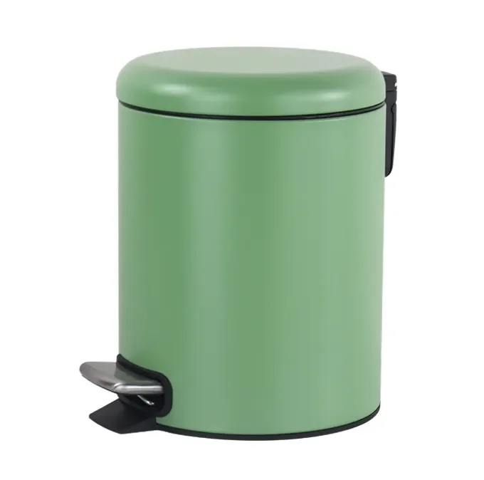Colour coded round pedal bin 5l smart bathroom metal waste bins garbage container small dustbin