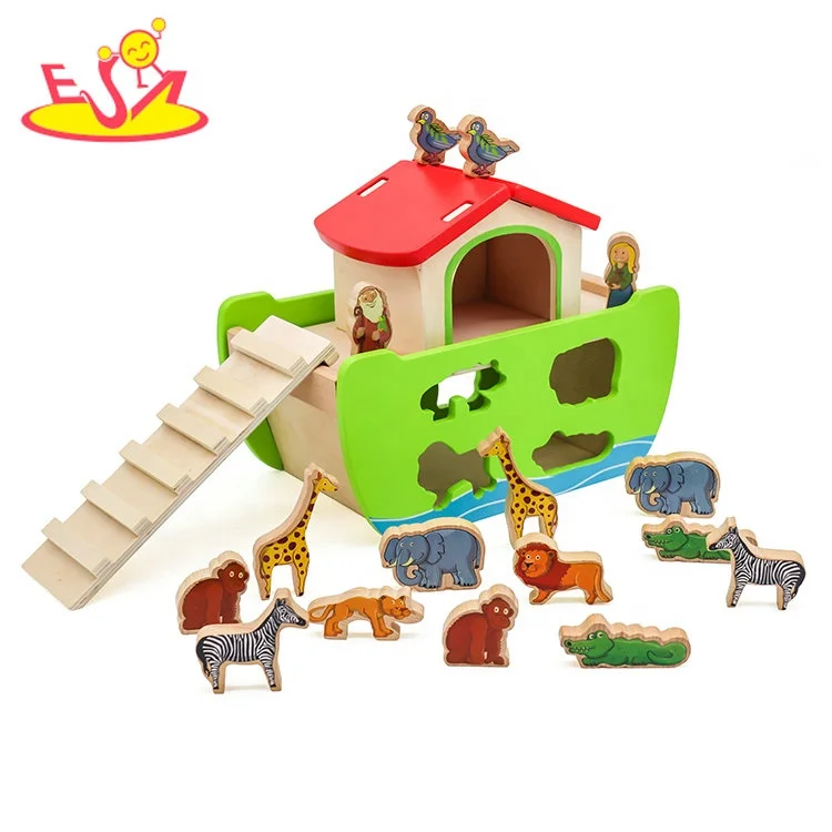2023 wholesale attractive kids wooden noahs ark play set for early learning W12D078