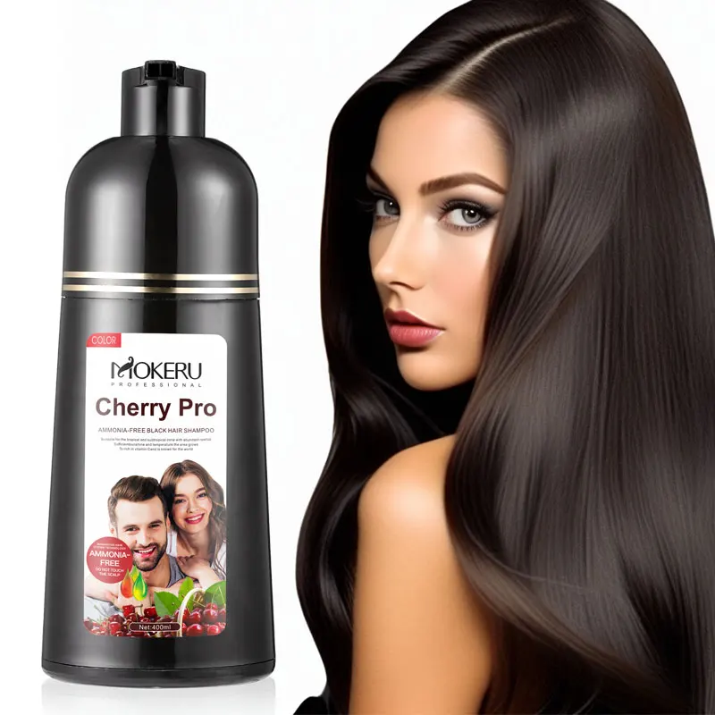 MOKERU Wholesale 500ml Easily Use And Permanent Natural Plant Extract Hair Color Shampoo Coverage Gray Hair