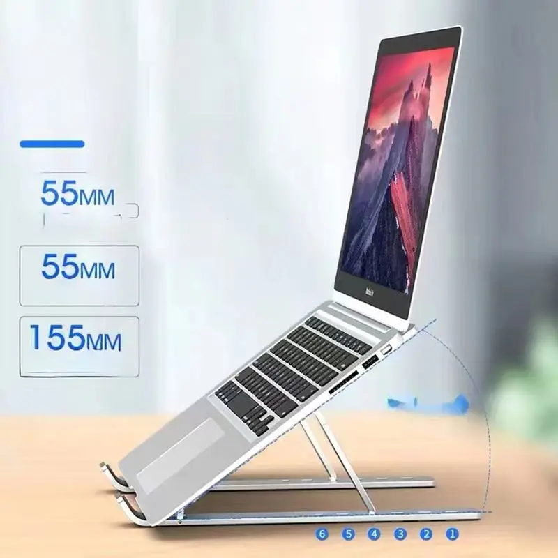 Folding Height Adjustable Aluminum Alloy  Pc Laptop Stand Use For Used Refurbished Laptop Portable Ergonomic Lap Desktop