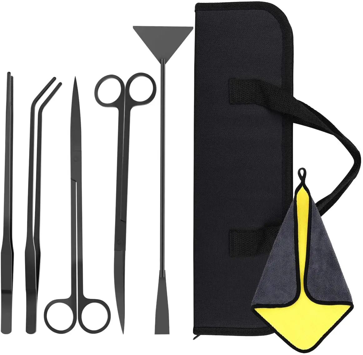 5 In 1 Long Stainless Steel Tweezers Scissor Aquatic Plants Cleaning Tool for Aquariums & Fish Tank Aquarium Scissor Tools Kit