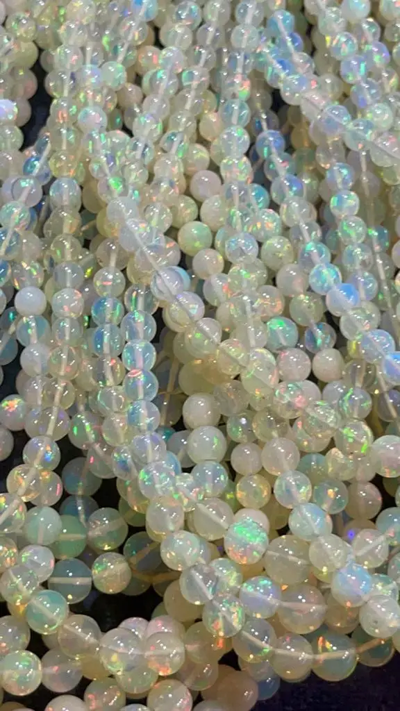 Finest Quality Natural Ethiopian Opal Multi Flashy Smooth Round Shape Beads Perfect Finish Bulk Product Handmade