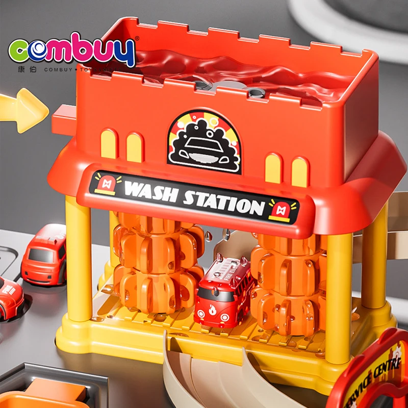 Electric Elevating Building Wash Vehicle Educational Diy Puzzle Slide Track Car Toy