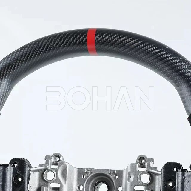 Steering Wheel, Real Matte Carbon Fiber Steering Wheel D-Type Racing Design Nappa Leather Car Steering Wheel for Subaru WRX STI