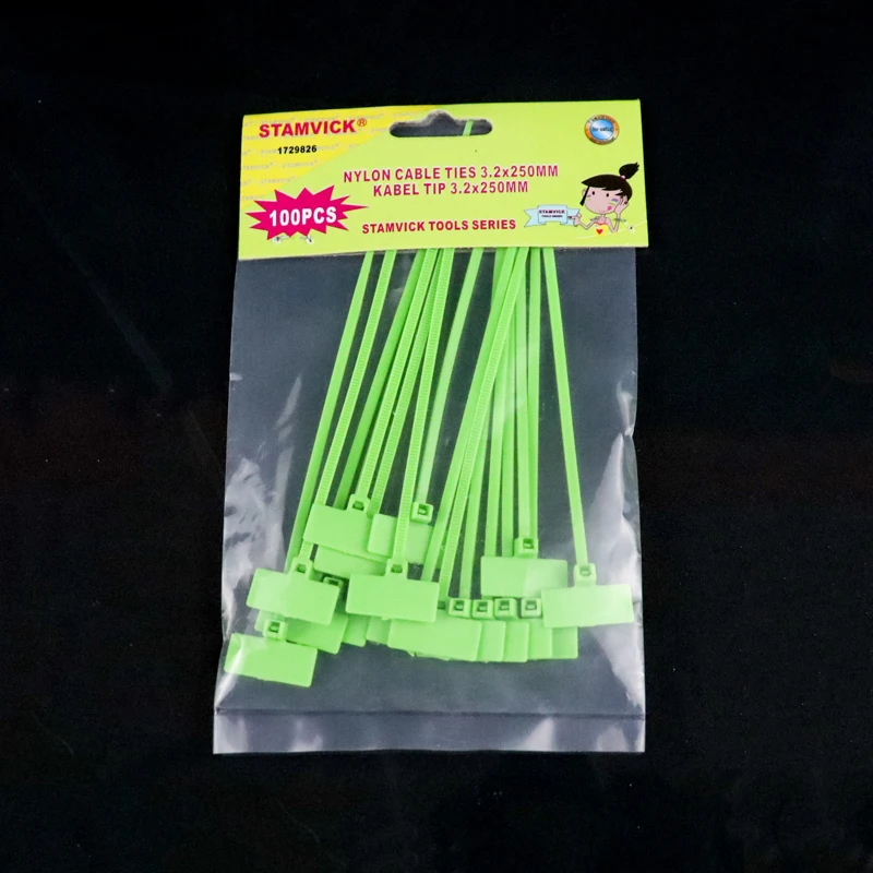 Высокая термостойкость 6 дюймов зеленый нейлон кабельные стяжки тег маркер